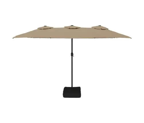 Saulessargs Ar 2 Jumtiņiem Un Led, 449X265 Cm, Pelēkbrūns Vidaxl