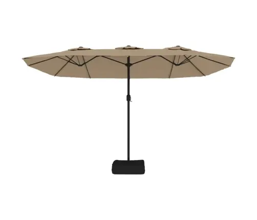 Saulessargs Ar 2 Jumtiņiem Un Led, 449X265 Cm, Pelēkbrūns Vidaxl