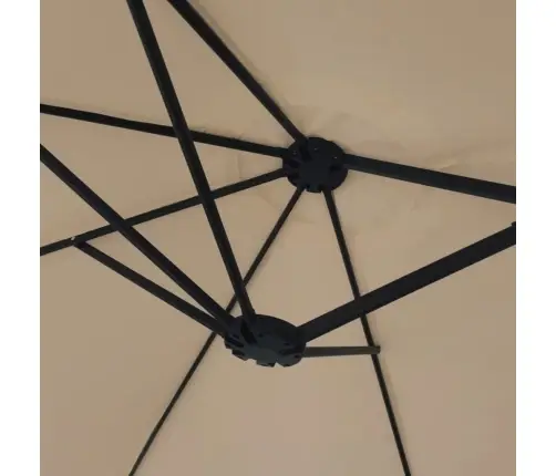 Saulessargs Ar 2 Jumtiņiem Un Led, 449X265 Cm, Pelēkbrūns Vidaxl