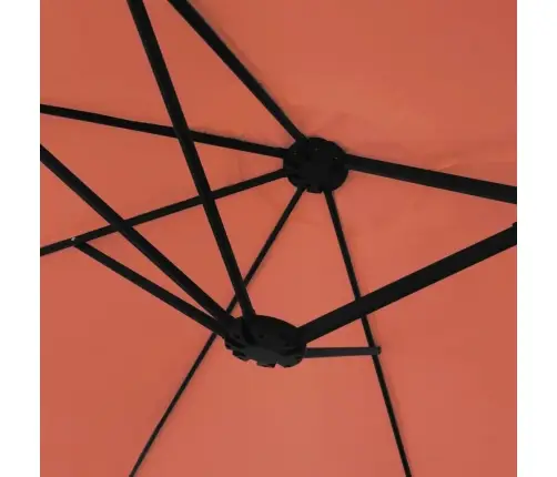 Saulessargs Ar 2 Jumtiņiem Un Led, 449X265 Cm, Sarkanbrūns Vidaxl