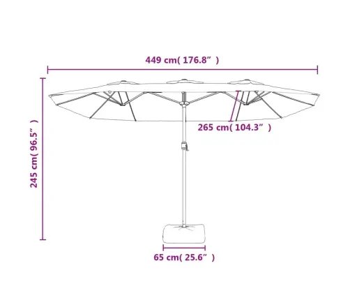 Saulessargs Ar 2 Jumtiņiem Un Led, 449X265 Cm, Sarkanbrūns Vidaxl