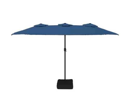 Saulessargs Ar 2 Jumtiņiem Un Led, Zils, 449X265 Cm Vidaxl