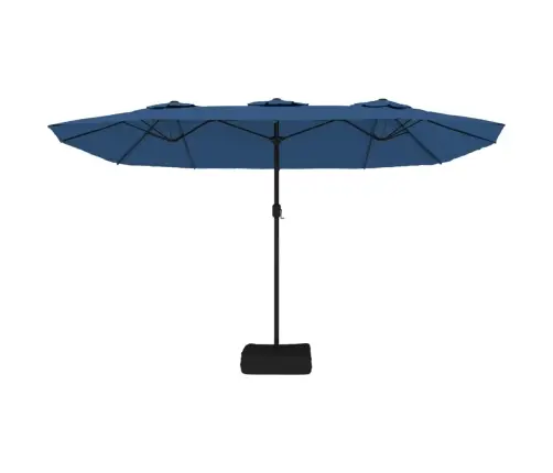 Saulessargs Ar 2 Jumtiņiem Un Led, Zils, 449X265 Cm Vidaxl