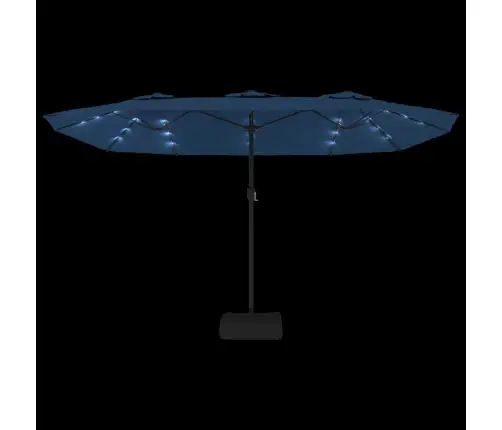 Saulessargs Ar 2 Jumtiņiem Un Led, Zils, 449X265 Cm Vidaxl