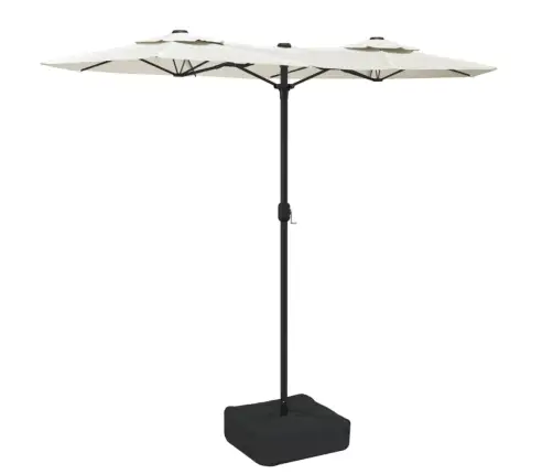 Saulessargs Ar 2 Jumtiņiem Un Led, Smilšu Balts, 316X145 Cm Vidaxl