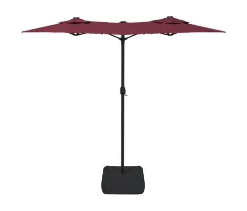 Saulessargs Ar 2 Jumtiņiem Un Led, Vīnsarkans, 316X145 Cm Vidaxl