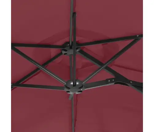 Saulessargs Ar 2 Jumtiņiem Un Led, Vīnsarkans, 316X145 Cm Vidaxl