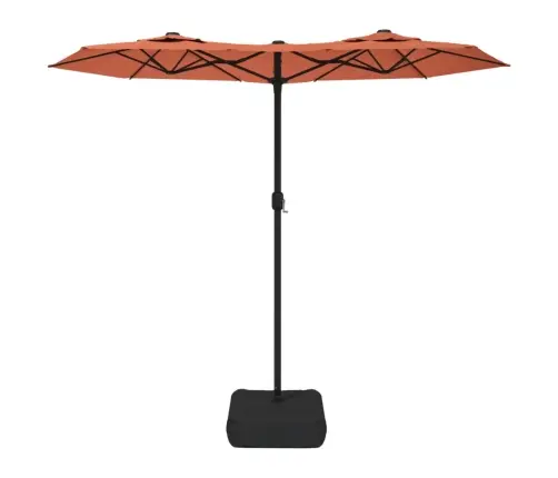 Saulessargs Ar 2 Jumtiņiem Un Led, Sarkanbrūns, 316X145 Cm Vidaxl