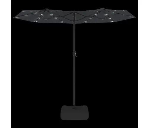 Saulessargs Ar 2 Jumtiņiem Un Led, Melns, 316X145 Cm Vidaxl