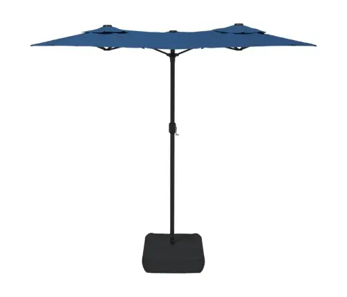 Saulessargs Ar 2 Jumtiņiem Un Led, Zils, 316X145 Cm Vidaxl