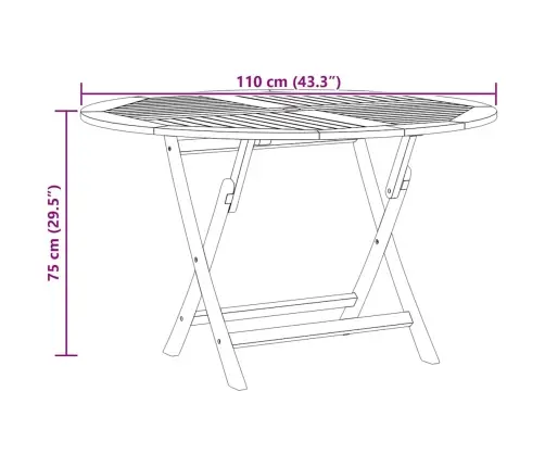 Kokkupandav Aialaud, Ø110 X 75 cm Tiikpuu