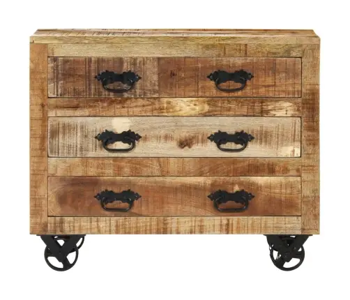 Kumode Ar 3 Atvilktnēm, 80X30X65 Cm, Neapstrādāts Mango Koks Vidaxl