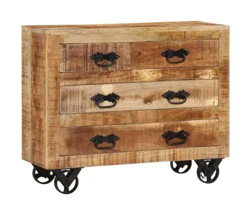 Kumode Ar 3 Atvilktnēm, 80X30X65 Cm, Neapstrādāts Mango Koks Vidaxl