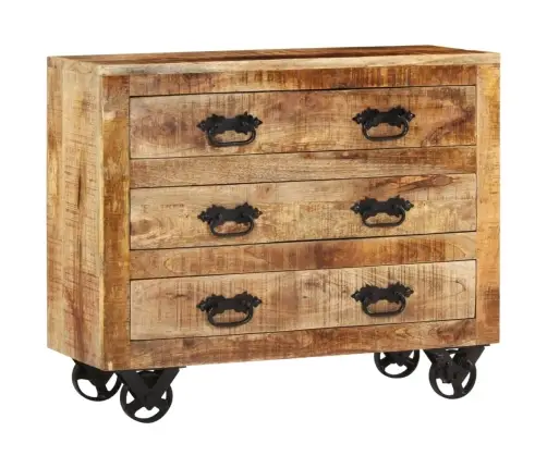 Kumode Ar 3 Atvilktnēm, 80X30X65 Cm, Neapstrādāts Mango Koks Vidaxl