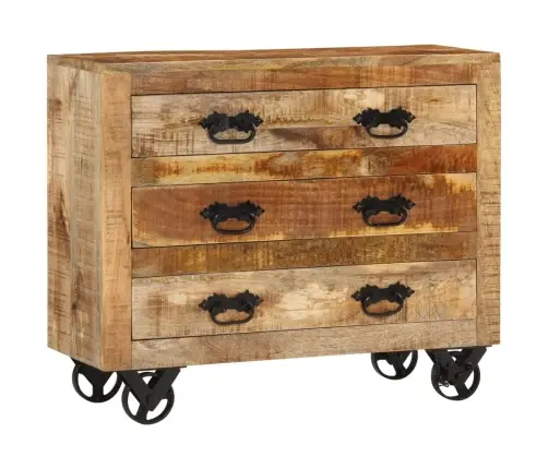 Kumode Ar 3 Atvilktnēm, 80X30X65 Cm, Neapstrādāts Mango Koks Vidaxl