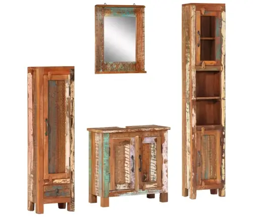 4-Daļīgs Vannasistabas Mēbeļu Komplekts, Pārstrādāts Masīvkoks Vidaxl