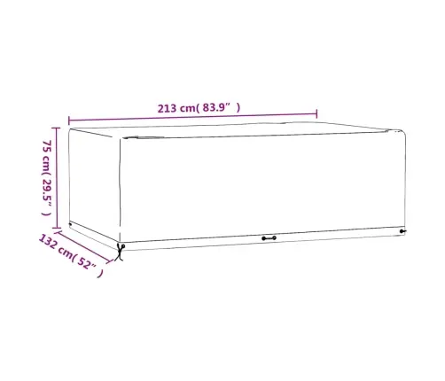 Dārza Mēbeļu Pārklājs, 12 Gredzeni, 213X132X75 Cm, Taisnstūra Vidaxl