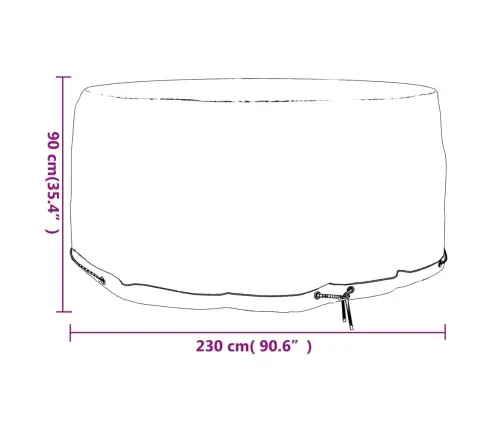 Dārza Mēbeļu Pārklājs, 10 Gredzeni, Ø230X90 Cm, Apaļš Vidaxl