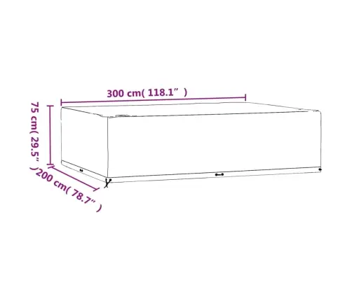 Dārza Mēbeļu Pārklājs, 16 Gredzeni, 300X200X75 Cm, Taisnstūra Vidaxl
