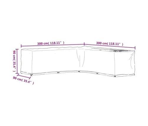 Sodo Baldų Uždangalas, 300X300X90cm 20 Kilpučių, L Formos Sodo Baldų Uždangalas, 300X300X90cm 20 Kilpučių, L Formos