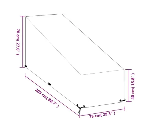 Saulės Gulto Uždangalas, 205X75X40/70cm Polietilenas, 12 Kilpų