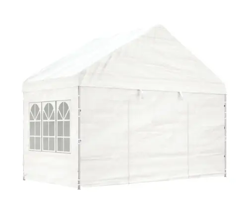 Nojume Ar Jumtu, Balta, 11,15X4,08X3,22 M, Polietilēns Vidaxl