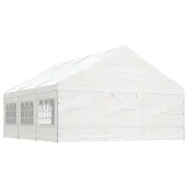 Pavėsinė Su Stogu, Balta, 6,69X5,88X3,75M, Polietilenas