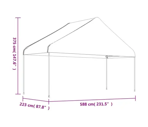 Katusega Varjualune, Valge, 4,46 X 5,88 X 3,75 M, Polüetüleen
