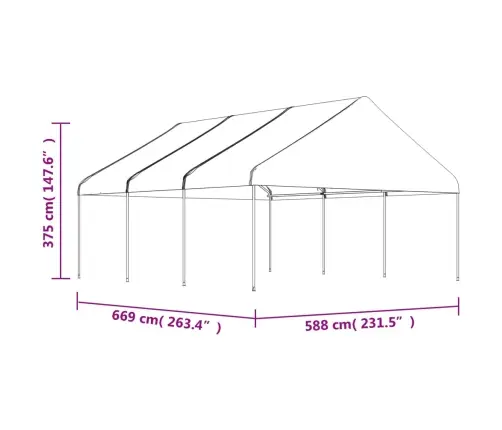 Katusega Varjualune, Valge, 6,69 X 5,88 X 3,75 M, Polüetüleen