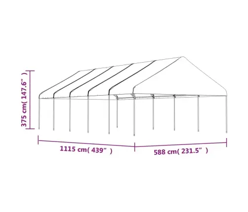 Pavėsinė Su Stogu, Balta, 11,15X5,88X3,75M, Polietilenas