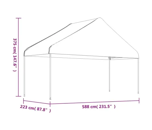 Pavėsinė Su Stogu, Balta, 11,15X5,88X3,75M, Polietilenas