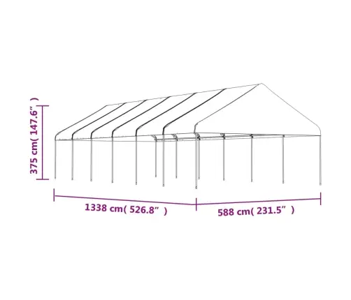 Pavėsinė Su Stogu, Balta, 13,38X5,88X3,75M, Polietilenas