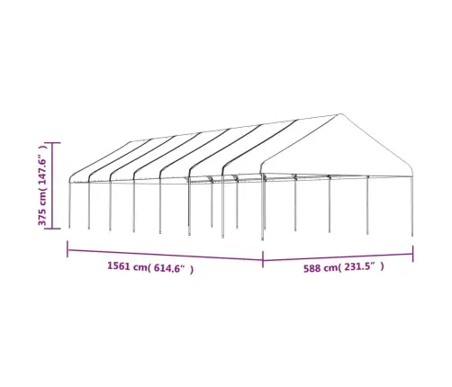 Katusega Varjualune, Valge, 15,61 X 5,88 X 3,75 M, Polüetüleen