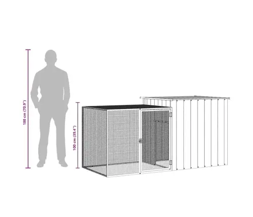 Triušių Narvas, Antracito, 200X91X100cm Plienas