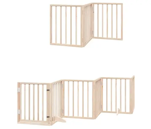 Suņu Vārti Ar Durvīm, Salokāmi, 9 Paneļi, 450 Cm, Papeles Koks Vidaxl