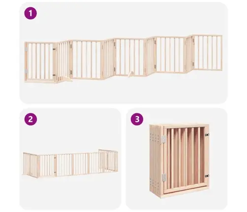 Suņu Vārti Ar Durvīm, Salokāmi, 9 Paneļi, 450 Cm, Papeles Koks Vidaxl