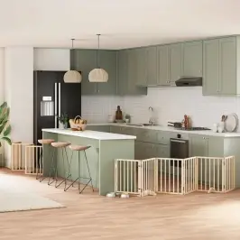 Suņu Vārti Ar Durvīm, Salokāmi, 12 Paneļi, 600 Cm, Papeles Koks Vidaxl