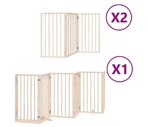 Suņu Vārti Ar Durvīm, Salokāmi, 12 Paneļi, 600 Cm, Papeles Koks Vidaxl