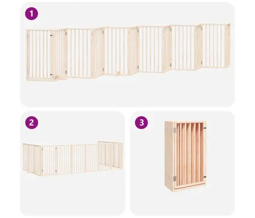 Suņu Vārti Ar Durvīm, Salokāmi, 12 Paneļi, 600 Cm, Papeles Koks Vidaxl