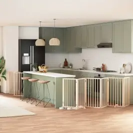 Suņu Vārti Ar Durvīm, Salokāmi, 12 Paneļi, 600 Cm, Papeles Koks Vidaxl