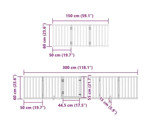 Suņu Vārti Ar Durvīm, Salokāmi, 9 Paneļi, 450 Cm, Papeles Koks Vidaxl