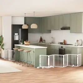 Suņu Vārti Ar Durvīm, Salokāmi, 15 Paneļi, 750 Cm, Papeles Koks Vidaxl