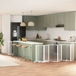 Suņu Vārti Ar Durvīm, Salokāmi, 9 Paneļi, 450 Cm, Papeles Koks Vidaxl