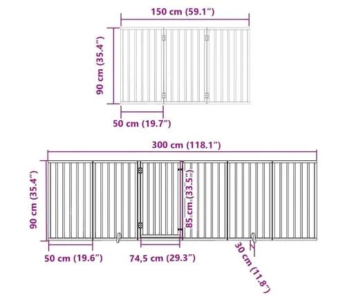 Suņu Vārti Ar Durvīm, Salokāmi, 12 Paneļi, 600 Cm, Papeles Koks Vidaxl