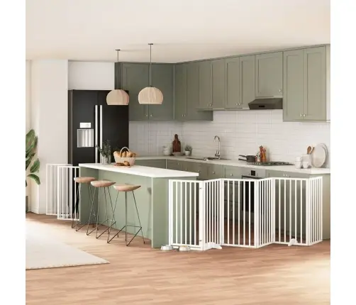 Suņu Vārti Ar Durvīm, Salokāmi, 12 Paneļi, 600 Cm, Papeles Koks Vidaxl