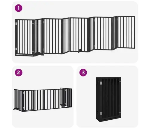 Varteliai Šunims Su Durimis, 9 Segmentai, Juodi, 450cm Tuopa