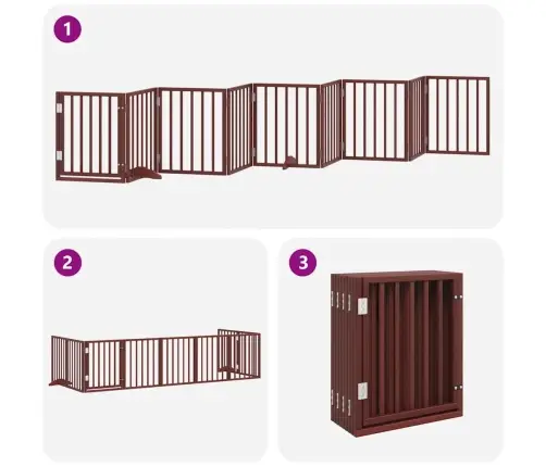 Suņu Vārti Ar Durvīm, Salokāmi, 9 Paneļi, 450 Cm, Papeles Koks Vidaxl