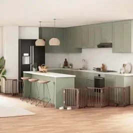 Suņu Vārti Ar Durvīm, Salokāmi, 9 Paneļi, 450 Cm, Papeles Koks Vidaxl