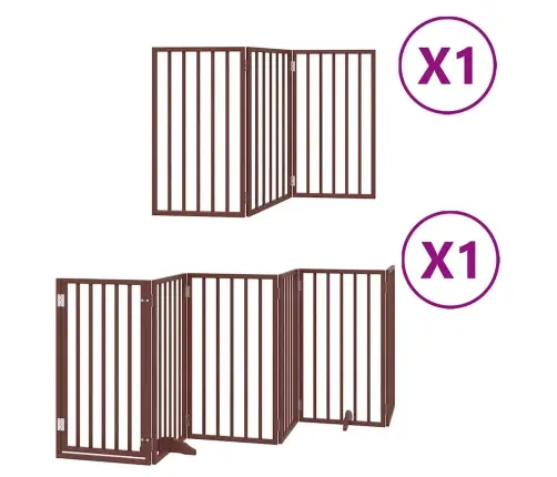 Suņu Vārti Ar Durvīm, Salokāmi, 9 Paneļi, 450 Cm, Papeles Koks Vidaxl