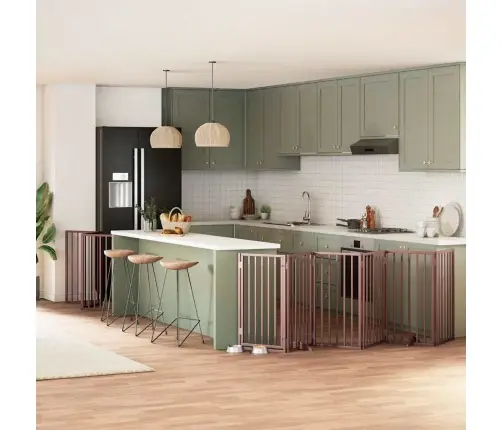 Suņu Vārti Ar Durvīm, Salokāmi, 9 Paneļi, 450 Cm, Papeles Koks Vidaxl